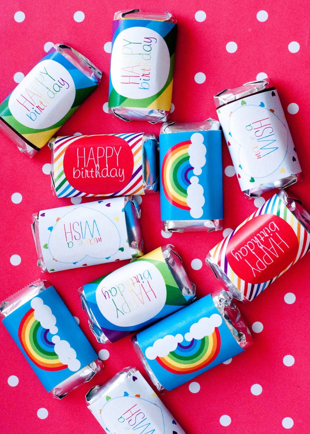 Rainbow Party PRINTABLE Mini Candy Bar Wrappers (INSTANT DOWNLOAD) by Love The Day Il_570xn