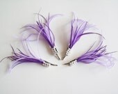 Purple Ombre Bridal Party Feather Hairclips With Ivory Pear Accents - Set of (4) Purple Feather Fascinators