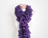 Purple Knit Scarf Fall Fashion Frilly scarf Ruffled Scarf Holiday Accessories