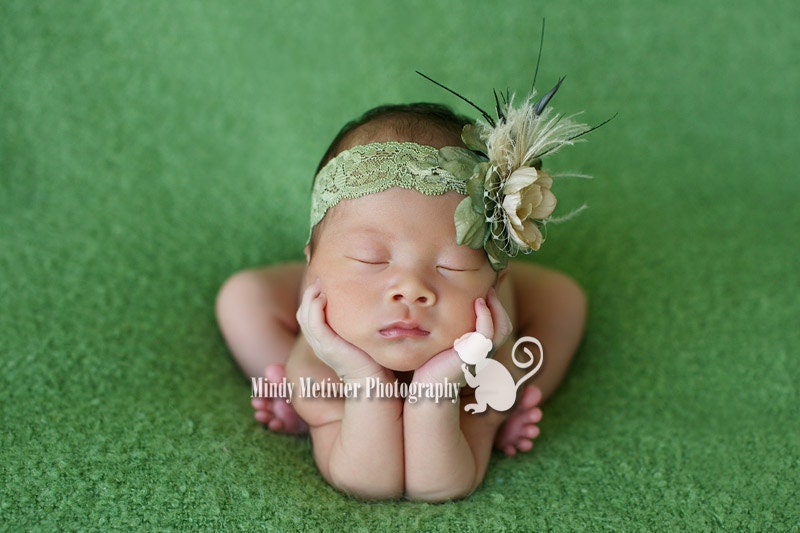 Deluxe Greens Flower Headband