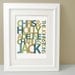 Personalized Housewarming Gift, Custom Family Name Print, Wedding Anniversary Gift, 11x14 size Blue Green or choose your own colors