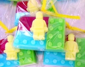 Lego type blocks and Lego Type Mini Soap Bricks Party Favors for kids x 12 party pack