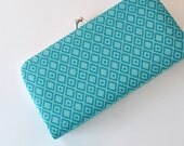 Diamond Dot in Teal by Dear Stella - Small Flat  Clutch