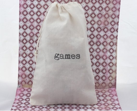 NEW - Set of 3 Games Bags - labeled games - Cotton Drawstring Storage Sacks / Bags - Reusable and Perfect for storage Il_570xn