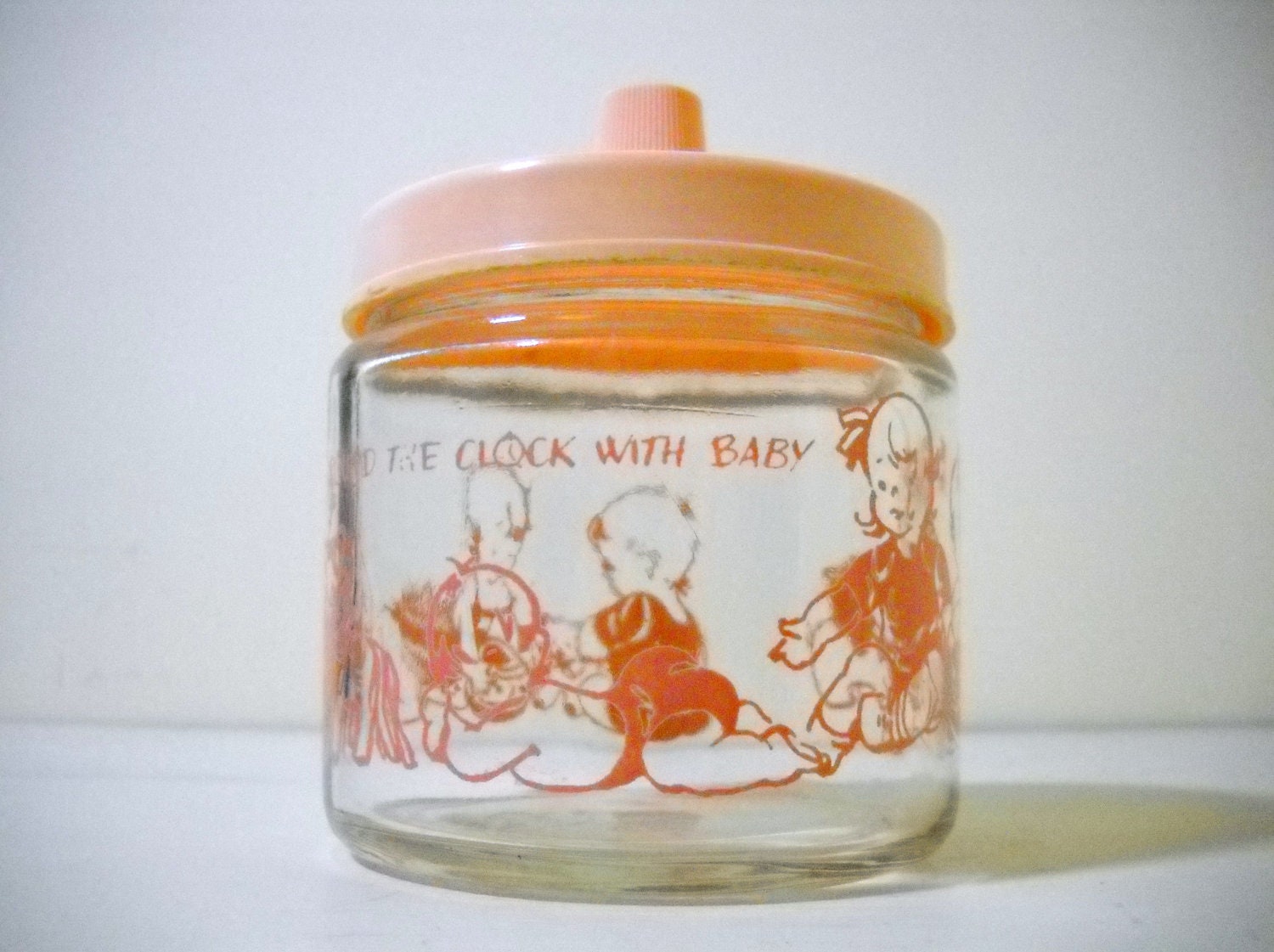 Baby Dresser Jar Pink Celluloid Lid Great Baby Girl Nursery Décor SALE
