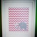 8x10 nursery print: pink chevron and grey elephant with heart