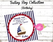 Sailing Boy Collection: Set of 12 Nautical Birthday Favor Tags. Beach Birthday. Sailboat Birthday. Nautical Party.