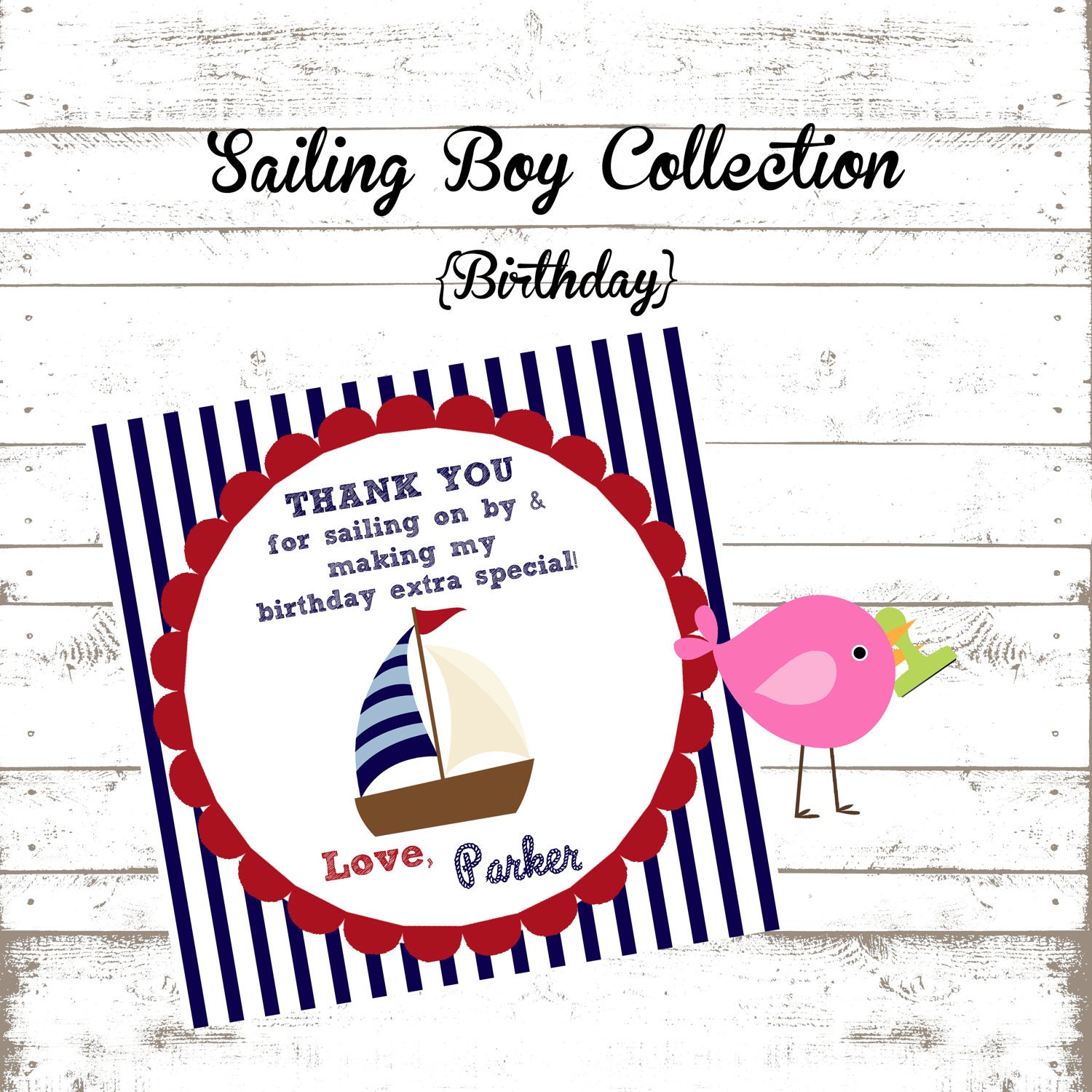 Sailing Boy Collection: Set of 12 Nautical Birthday Favor Tags. Beach Birthday. Sailboat Birthday. Nautical Party. Il_570xn