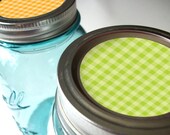 Checkered Canning jar labels, 2 inch round stickers for mason jars, fruit  and vegetable preservation, jam and jelly