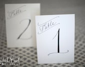 Wedding Reception Table Numbers Black Ink Hand Written with Modern Font
