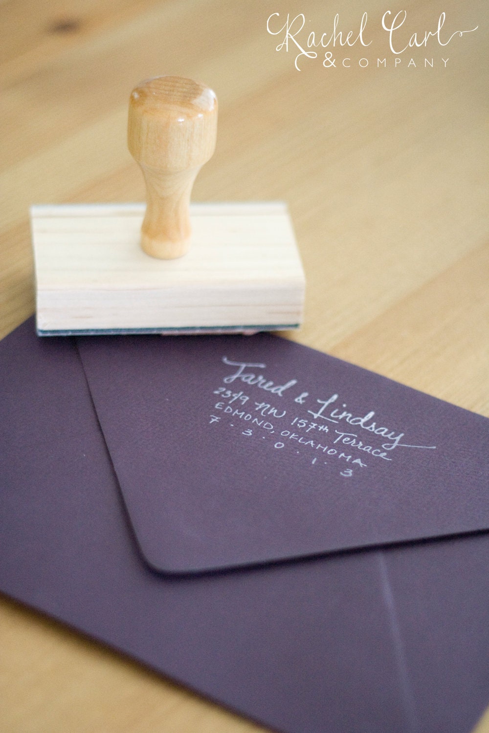 Return Address Wood Handle Rubber Stamp Large VINTAGE Calligraphy Style