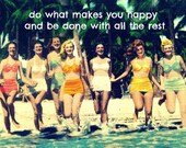 beach photograph BE DONE 11x14 quotation type typography text summer print aqua orange color 1940s beach lover gift Nostalgia