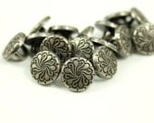 Mini Carved Elegant Flower Gunmetal Buttons,0.35 inch, 10 pcs