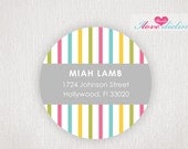 ON SALE - Personalized Colorful stripes Return Address Labels