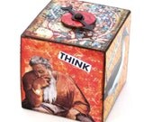 Decoupaged Desk Accessory Mixed Media Block Desk Toy Day Planner Humor Office Teachers Coworkers