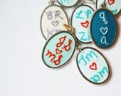 Couples Initials, Embroidered Pendant -- NO CHAIN. Merriweather Council