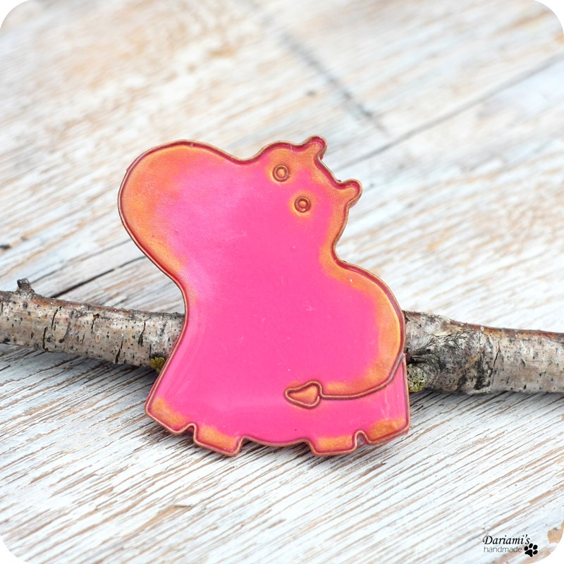 Funny brooch - Happy Hippo
