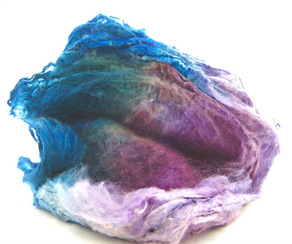 Handpainted silk hankies, spinning, felting, knitting
