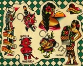 Snakes n Kazoos n Pinups Tattoo Flash