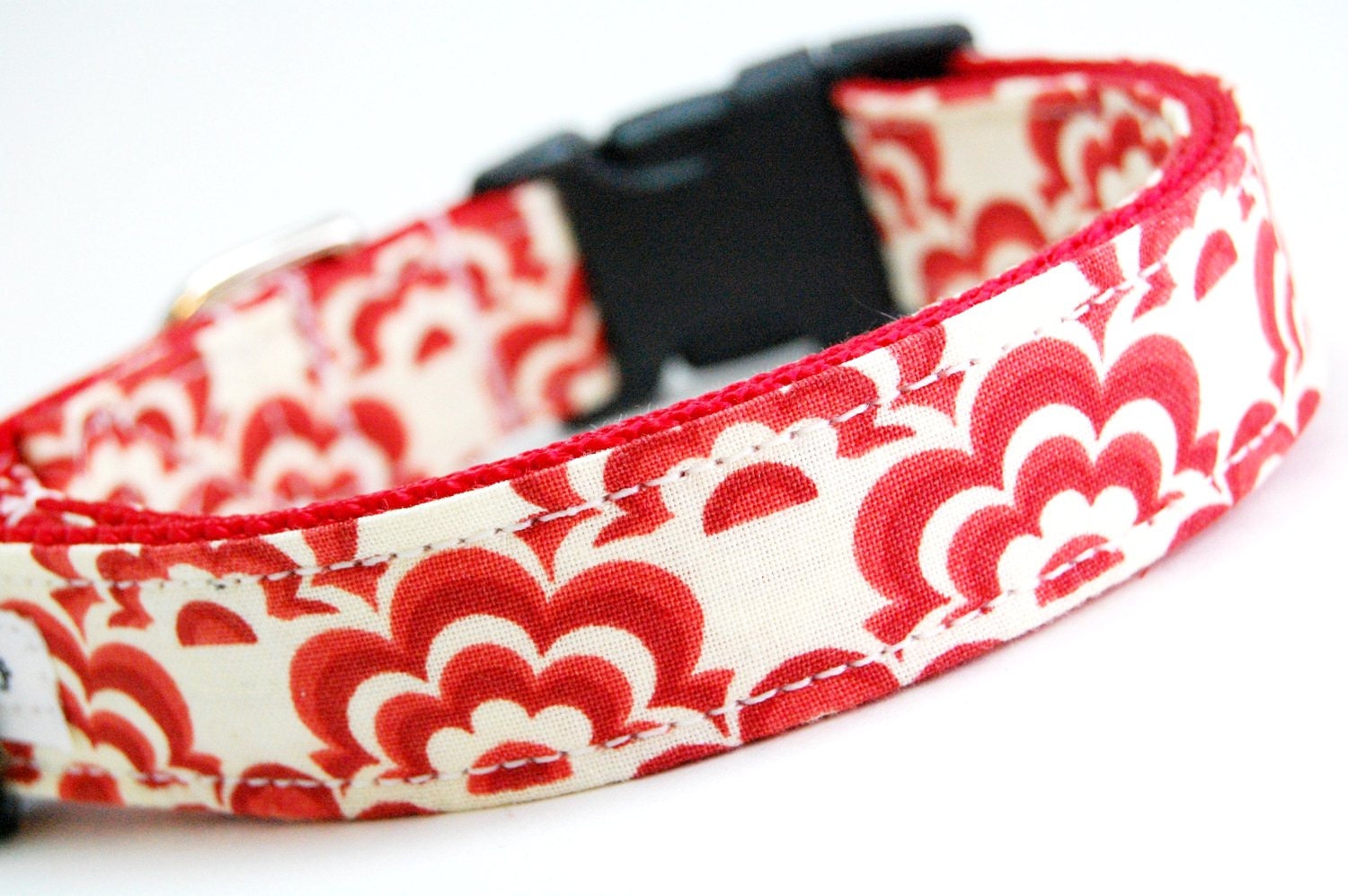 Handmade Red Dog Collar - Cloud Nine - Red Cloud Dog Collar Any Size