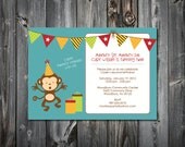 Printable 5x7 Monkey Birthday Invitation