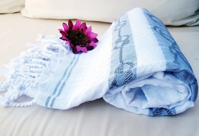 ANCHOR BEACH Towel,Natural Cotton ,Eco Friendly PESHTEMAL,Gray White Nautical High Quality Bath,Beach,Spa,Yoga,Pool Towel
