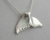 Whale Tail, Fine Silver, PMC, hand sculpted pendant necklace, 18 inch, Sterling, Newfoundland