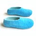 Ready to ship US 10 MENs Felted wool Slippers Sky Blue White. Non slip. In case of Cold Feet. Custom made