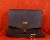 Steampunk messenger bag in distressed dark brown leather B009