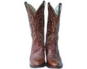 Vintage Cowboy Boots by JUSTIN  Tanned Brown Leather - ObjectsbyEchoes