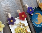 Decorative Clothespins - Needle Felted Flowers (Choose Your Own, Single Pin)
