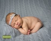 Tiara Baby Headband on Silver Glitter Headband - Princess Headband - Newborn Tiara Headband
