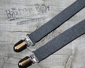 Dark grey polyester suspenders for little boys - photo prop, wedding, ring bearer, accessory