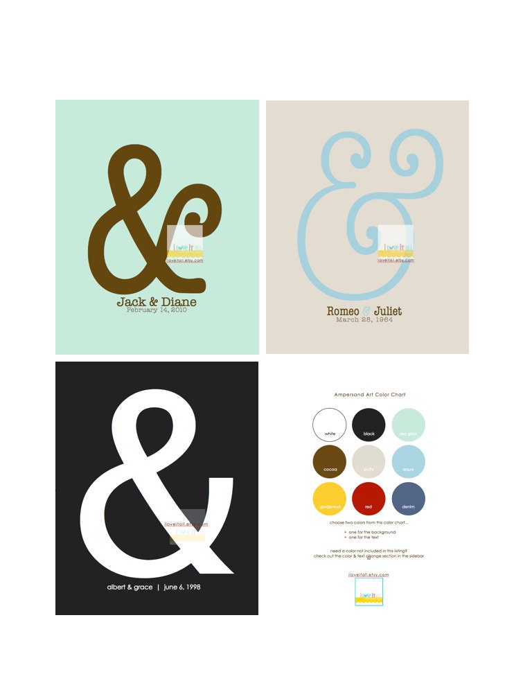 Ampersand Love Print . Personalized You And Me "&" Punctuation Symbol Art Print Poster Sign . Wedding Anniversary Engagement Gift . 8x10 A4