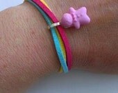 Fiesta Fever Colour Clash Suede Bracelet with Pink GingerbreadMan