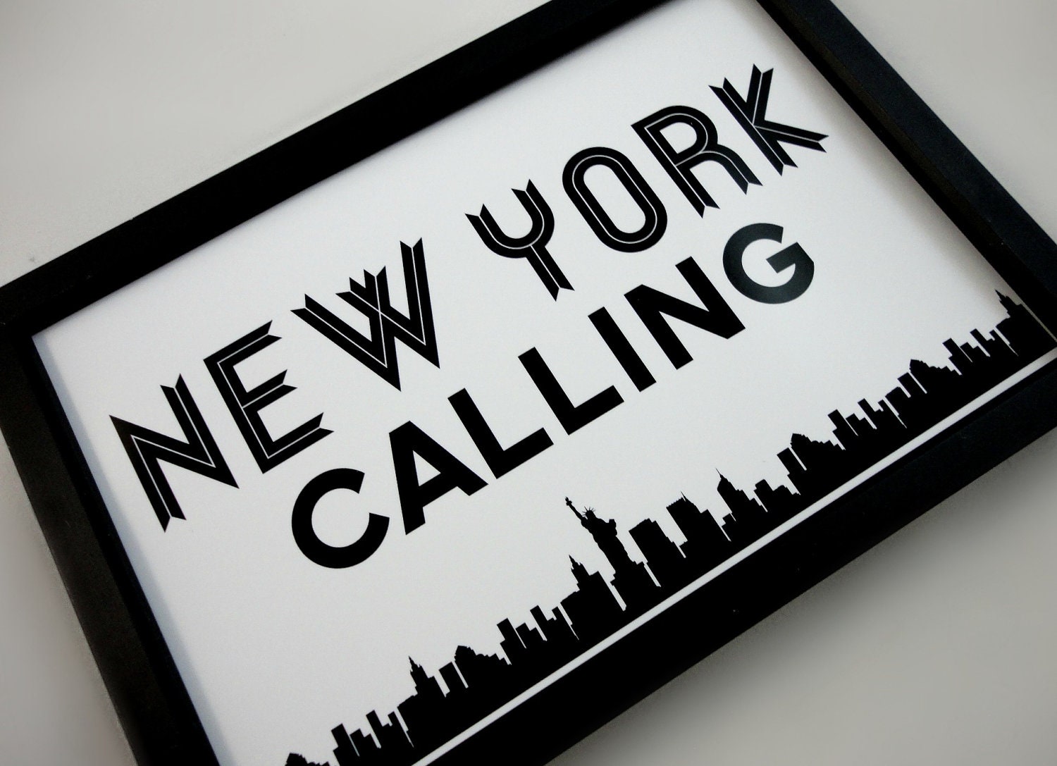 New York Calling Art Print Black and White Typography in 4x6 inches