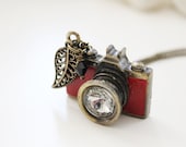 Be a Photographer. Vintage Red Camera Necklace (VNL-47)