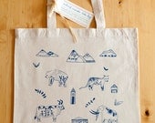 Extinct Animals Silkscreened Canvas Tote Bag