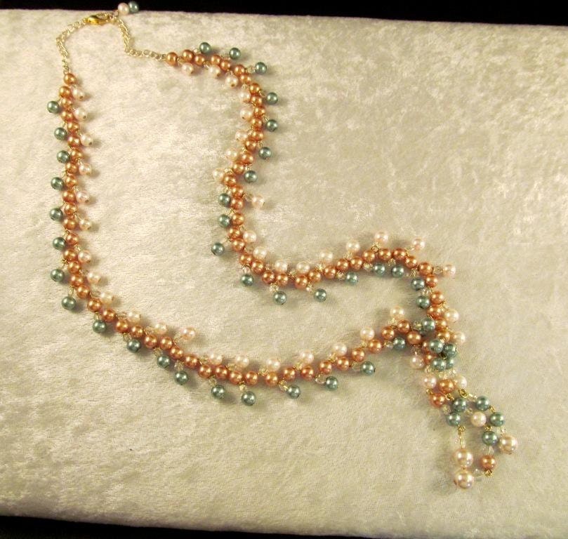 Green, Pink and Champagne Pearl Attitude Necklace