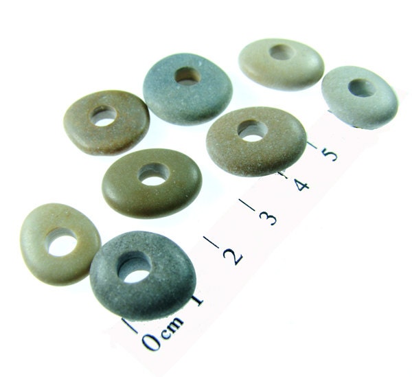 Center Drilled Donuts Beach Stones 8 psc