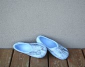Felted women slippers Mediterranean - handmade - felted house shoes - US7 - EU37.5
