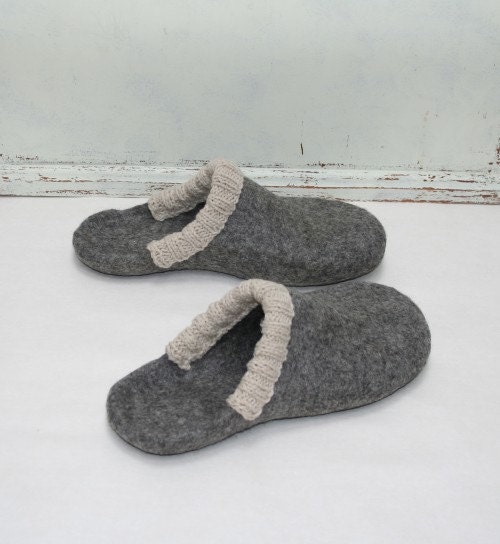 Felted Man Slippers ECO Gray, grey, gift idea for him