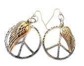 Teen Girl Jewelry Peace Sign Earrings Teen Girl Gift Angel Wing Hippie Jewelry Earrings Large Peace Sign Handmade