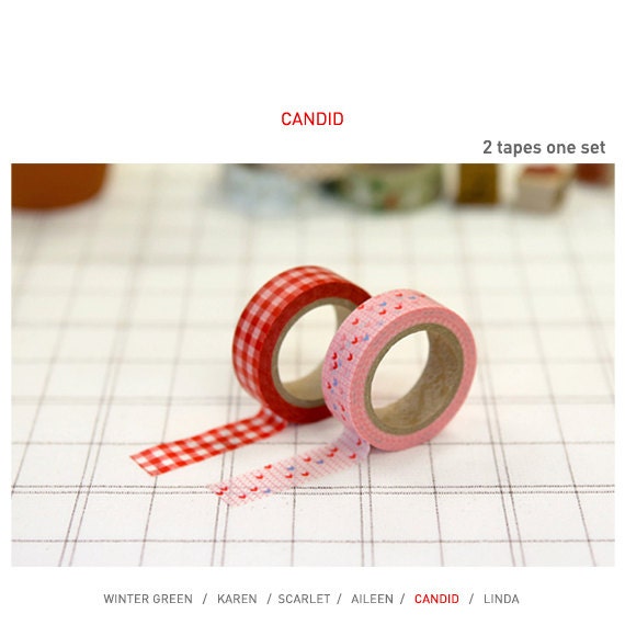 Washi Tape 15mm 2Rolls Masking Tape Set Multi Use- CANDID