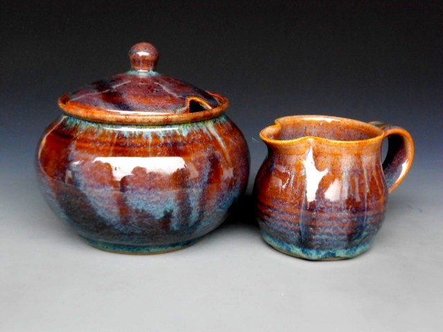 Cream and Sugar. Purple Red Glaze B