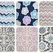Pillow Covers Decorative Throw Pillow Lavender and Navy Blue on White 18 x 18 Inches Mix and Match Chevron Ikat Damask