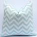 MEMORIAL DAY SALE Decorative Throw Pillow Covers 18 x 18 Aqua and White Chevron Pillows Turquoise Pillows