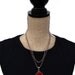 Elena's Felted Jewelry - Red Black Round Pendant Christmas Gift