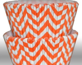 Chevron Orange GREASEPROOF Zigzag Baking Cups Cupcake Liners - Quantity 50