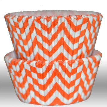 Chevron Orange GREASEPROOF Zigzag Baking Cups Cupcake Liners - Quantity 50 Il_570xn